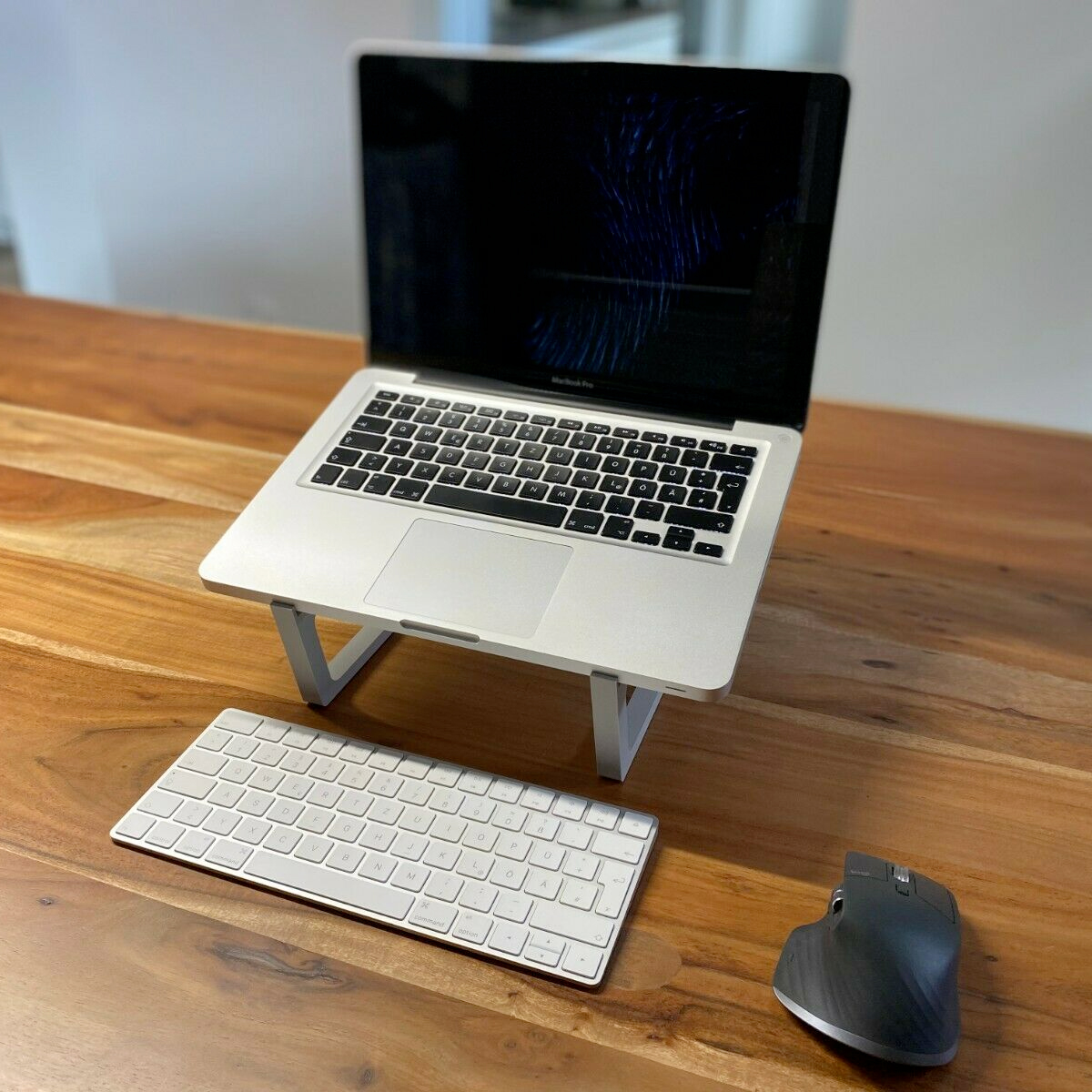 Notebookhalter Grau - Anwendungsbeispiel